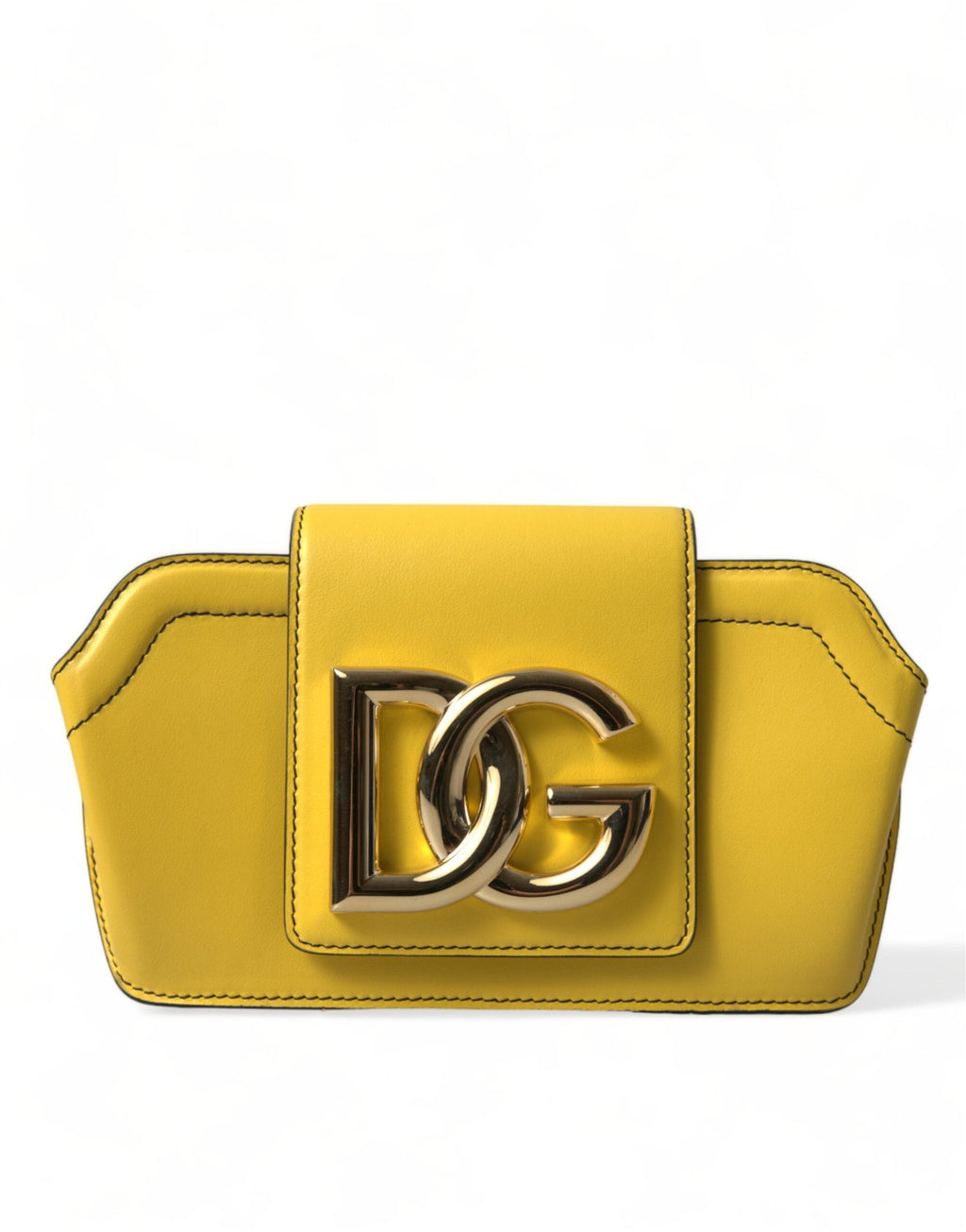 Dolce & Gabbana Lime Yellow Calfskin Leather DG Logo Clutch Bag Dolce & Gabbana