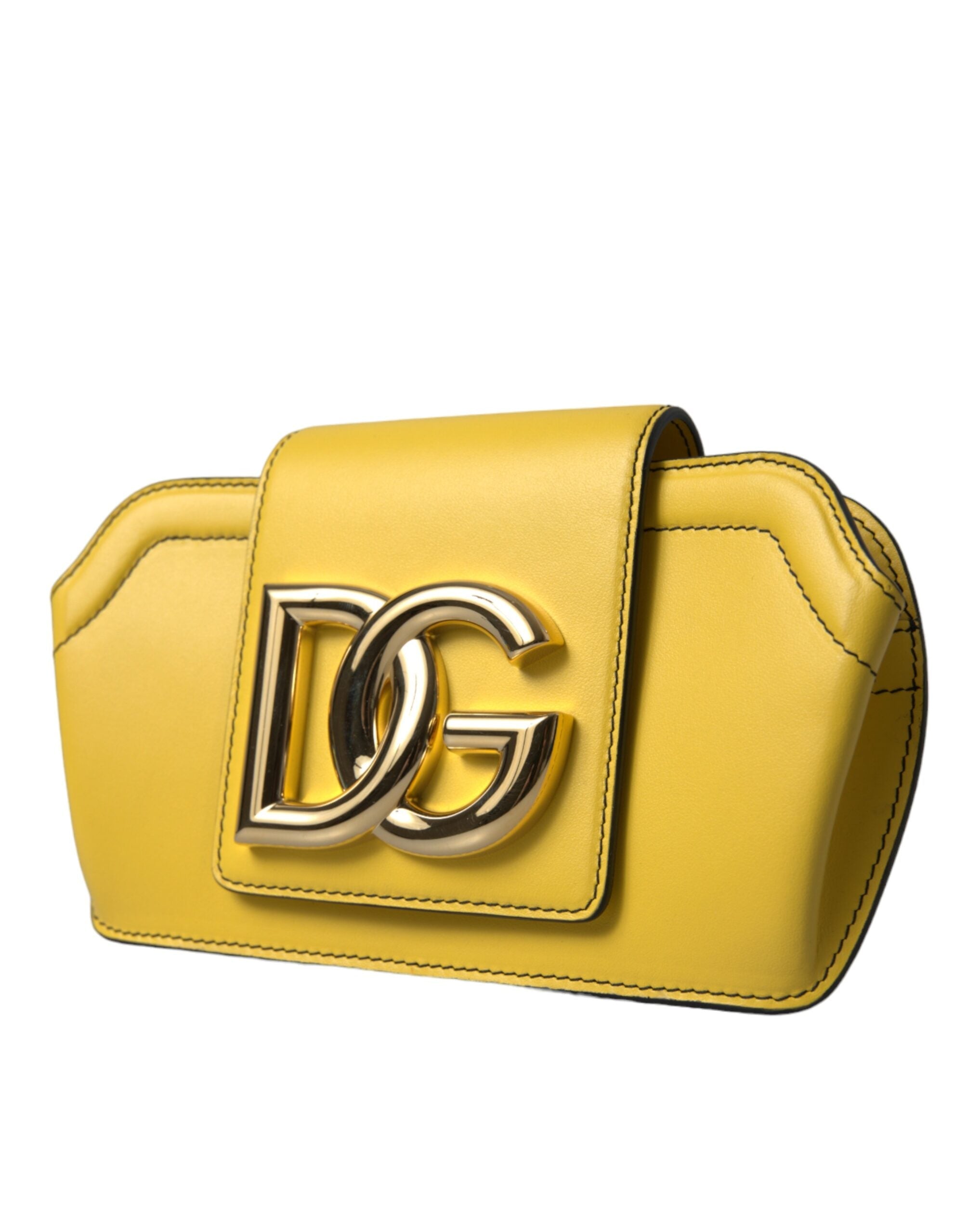 Dolce & Gabbana Lime Yellow Calfskin Leather DG Logo Clutch Bag Dolce & Gabbana