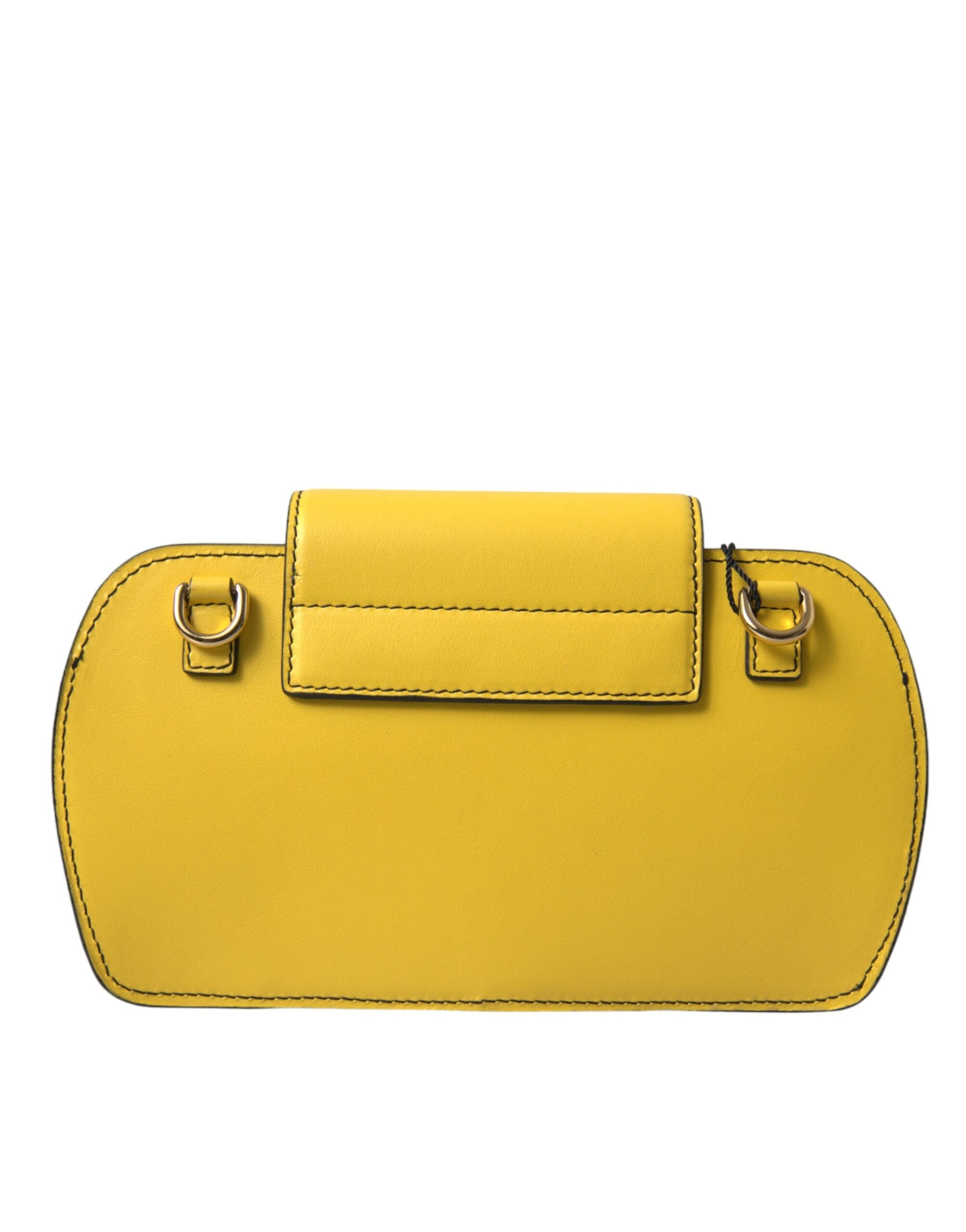 Dolce & Gabbana Lime Yellow Calfskin Leather DG Logo Clutch Bag Dolce & Gabbana