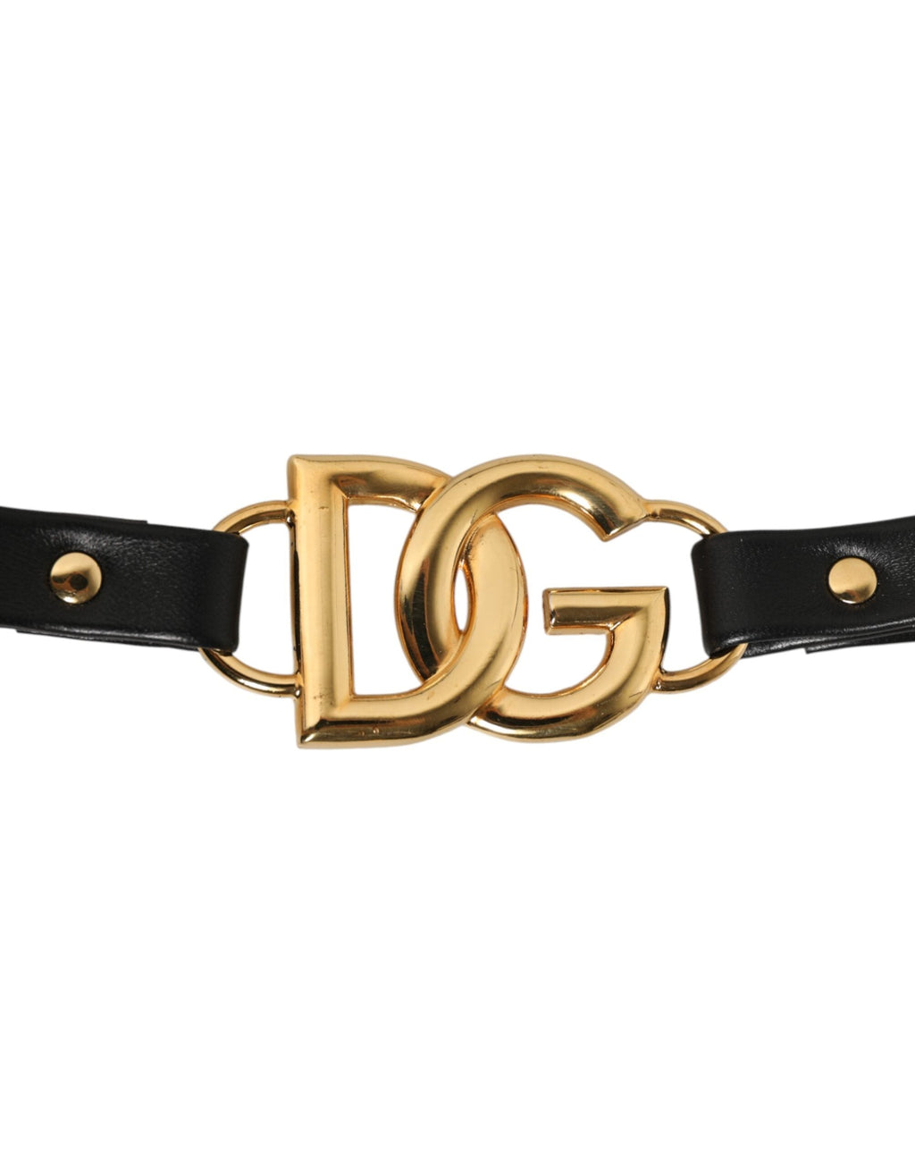 Dolce & Gabbana Black Leather & Gold Chain Interlaced Bag Shoulder Strap Dolce & Gabbana