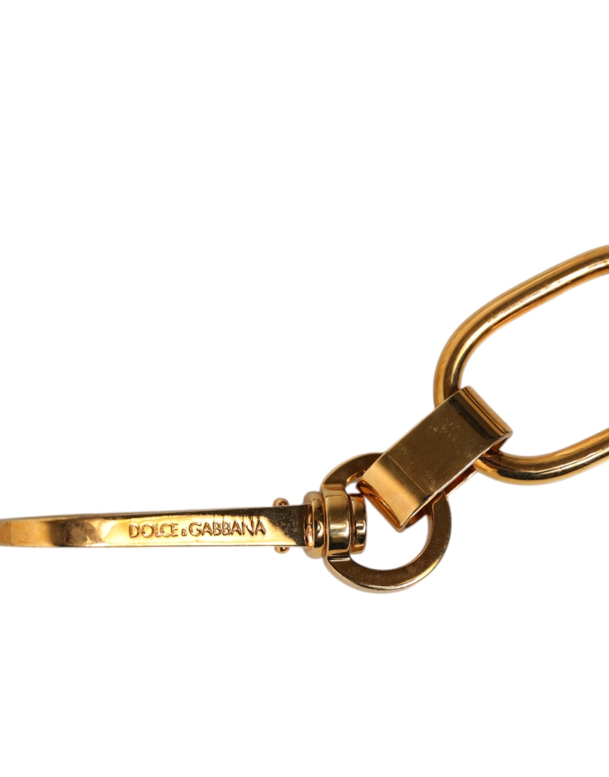Dolce & Gabbana Black Leather & Gold Chain Interlaced Bag Shoulder Strap Dolce & Gabbana