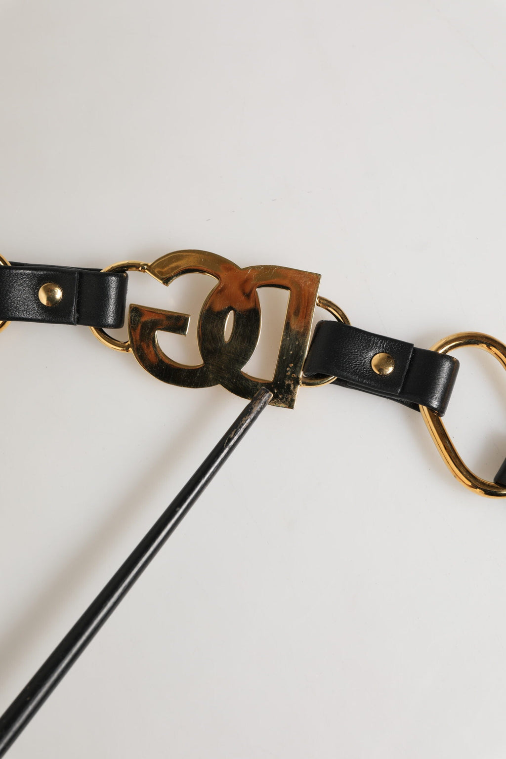 Dolce & Gabbana Black Leather & Gold Chain Interlaced Bag Shoulder Strap Dolce & Gabbana
