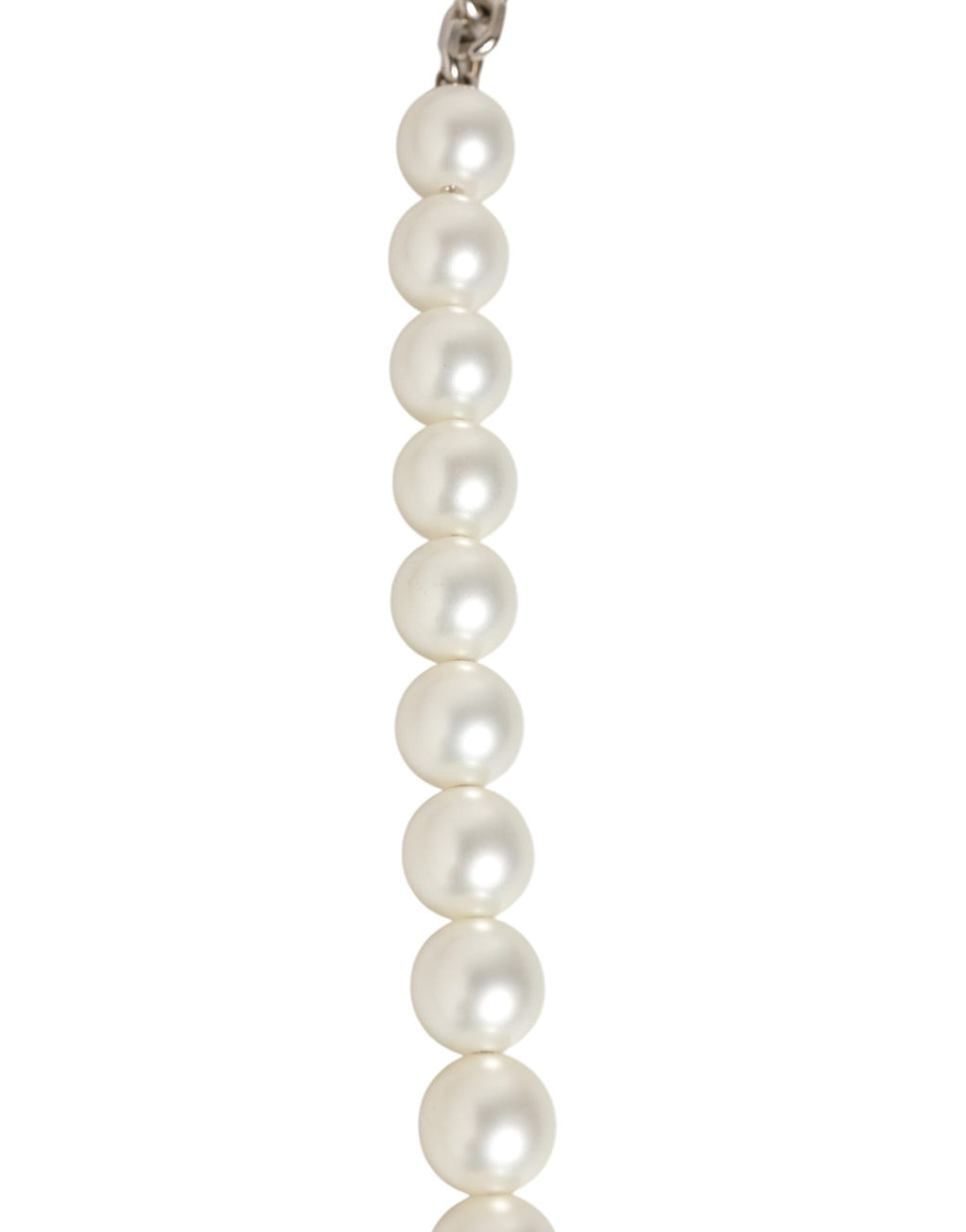 Dolce & Gabbana Black Leather Silver Chain & Pearl Bag Shoulder Strap Dolce & Gabbana