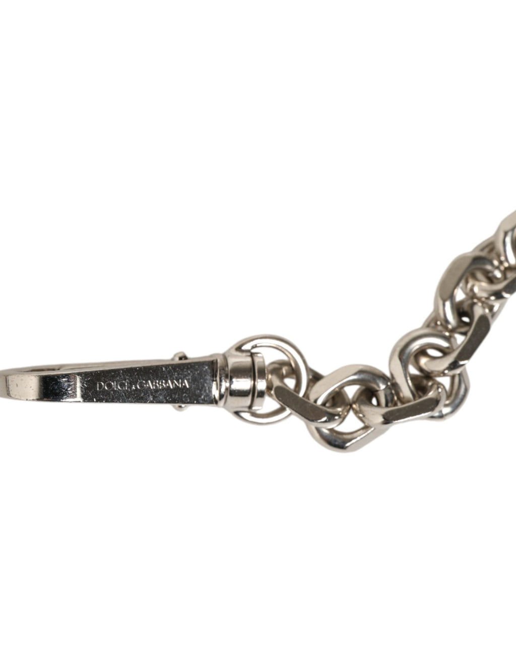 Dolce & Gabbana Black Leather Silver Chain & Pearl Bag Shoulder Strap Dolce & Gabbana