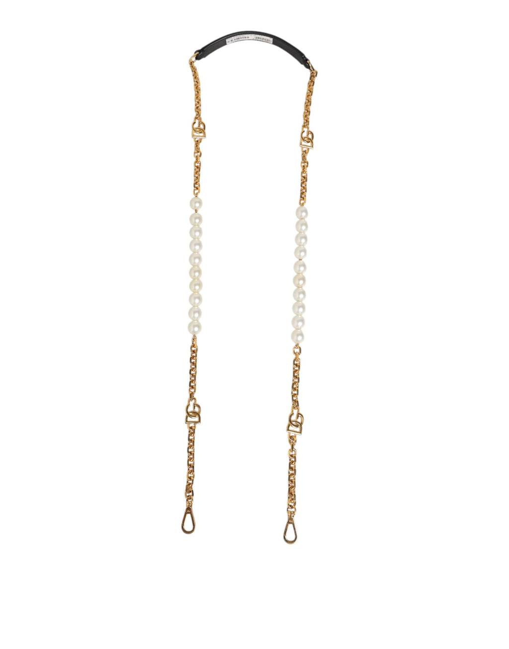Dolce & Gabbana Black Leather Gold Chain & Pearl Crossbody Bag Strap Dolce & Gabbana