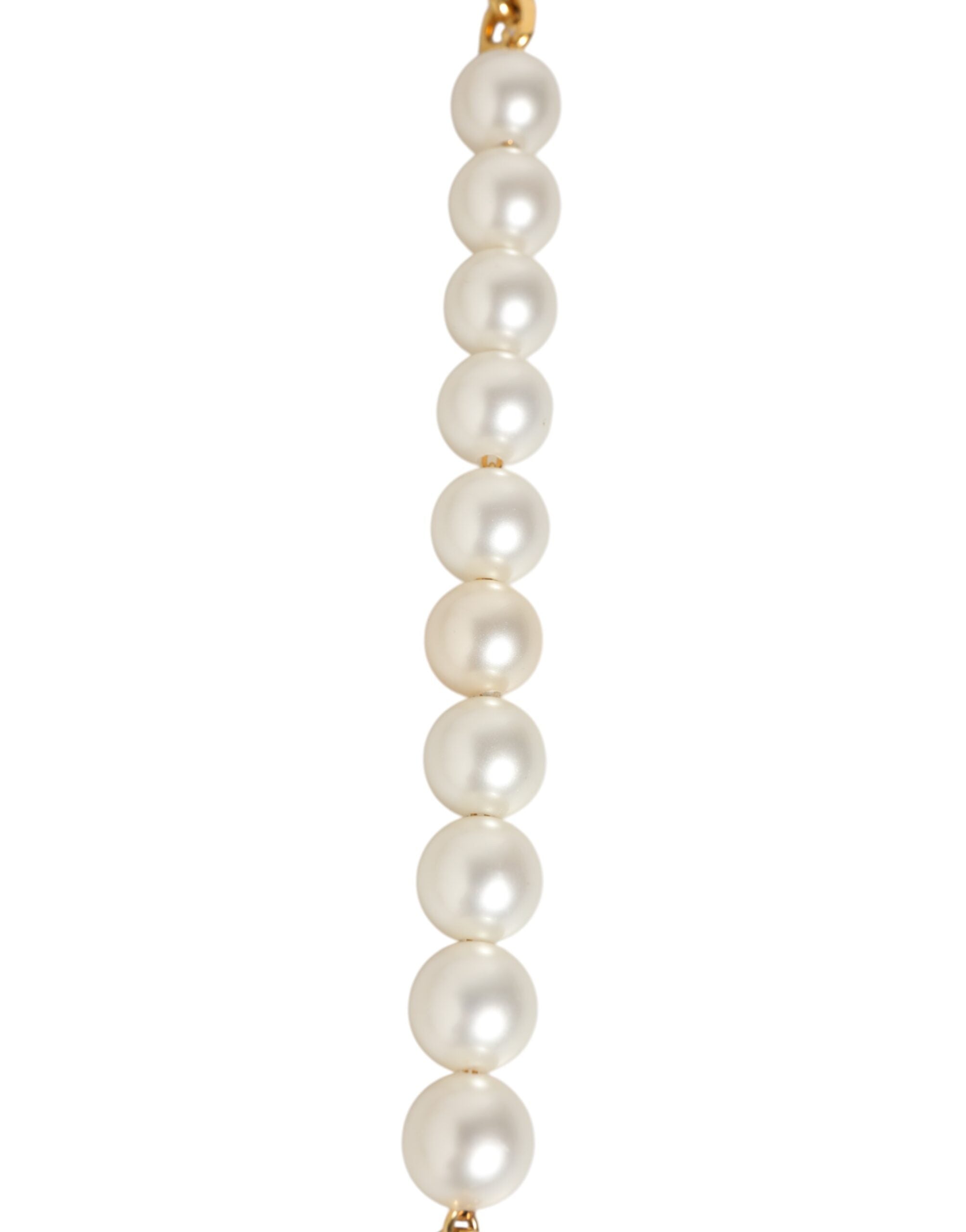 Dolce & Gabbana Black Leather Gold Chain & Pearl Crossbody Bag Strap Dolce & Gabbana