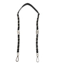 Dolce & Gabbana Black Calf Leather Silver Chain Crossbody Bag Strap with DG Logo Dolce & Gabbana