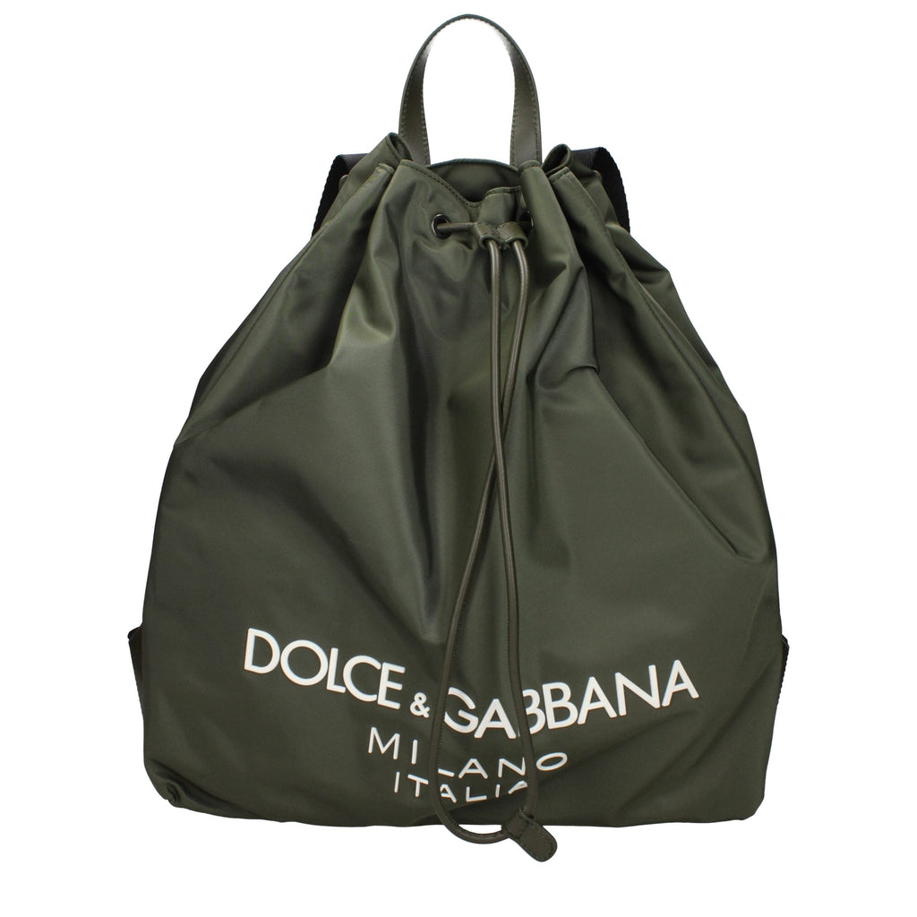 Dolce & Gabbana Green Nylon Backpack with Front Logo Dolce & Gabbana