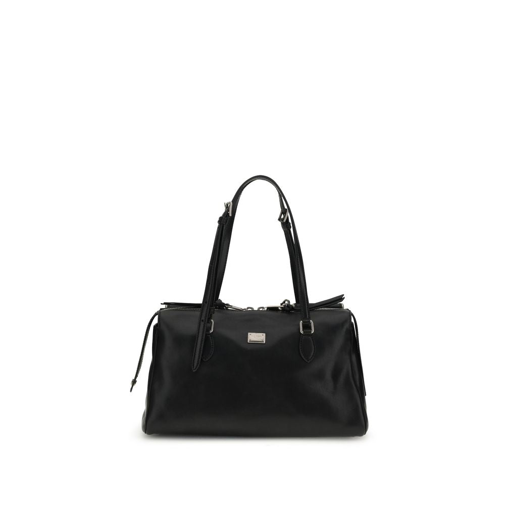 Dolce & Gabbana Black Calf Leather Vittoria Shoulder Bag SS26 Dolce & Gabbana