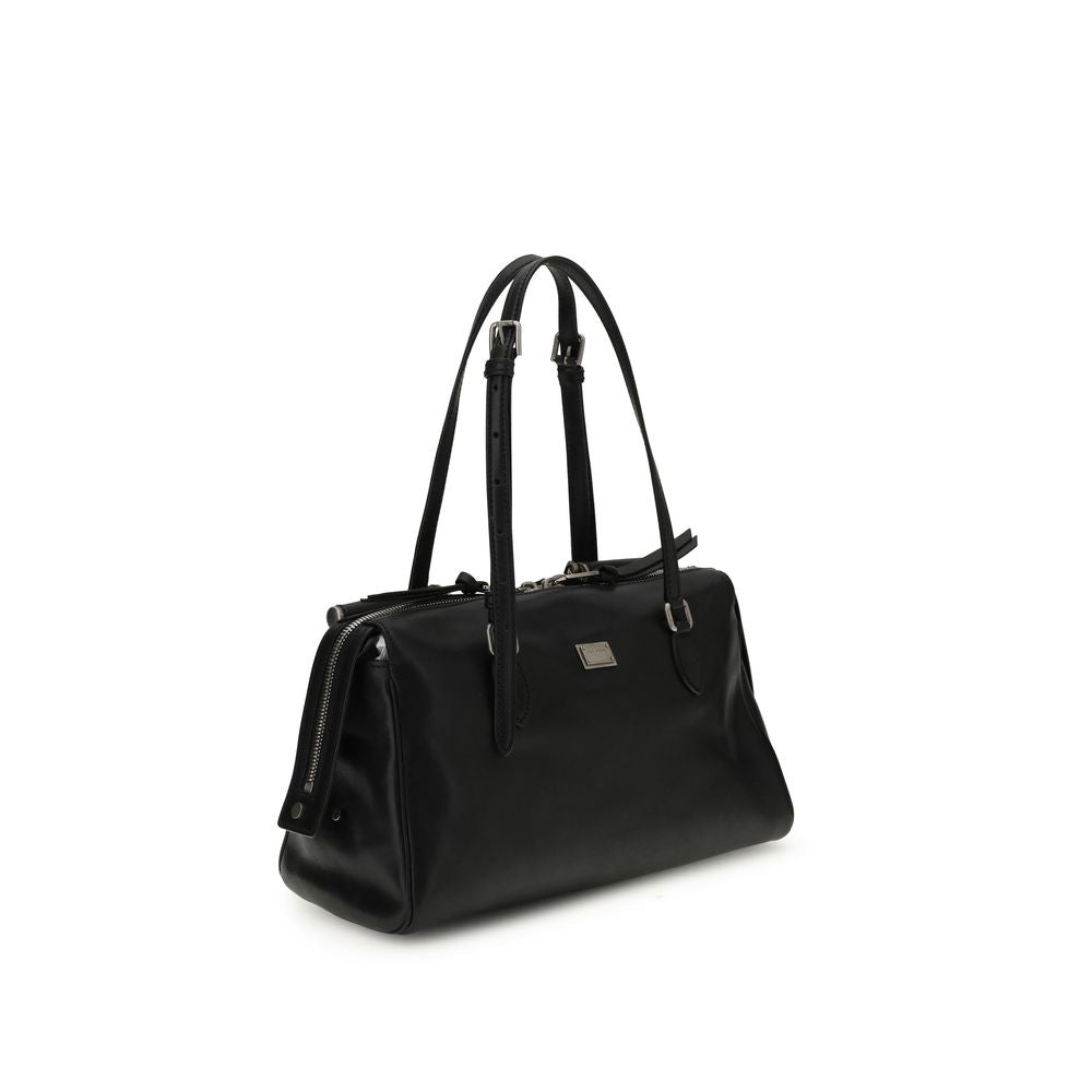 Dolce & Gabbana Black Calf Leather Vittoria Shoulder Bag SS26 Dolce & Gabbana