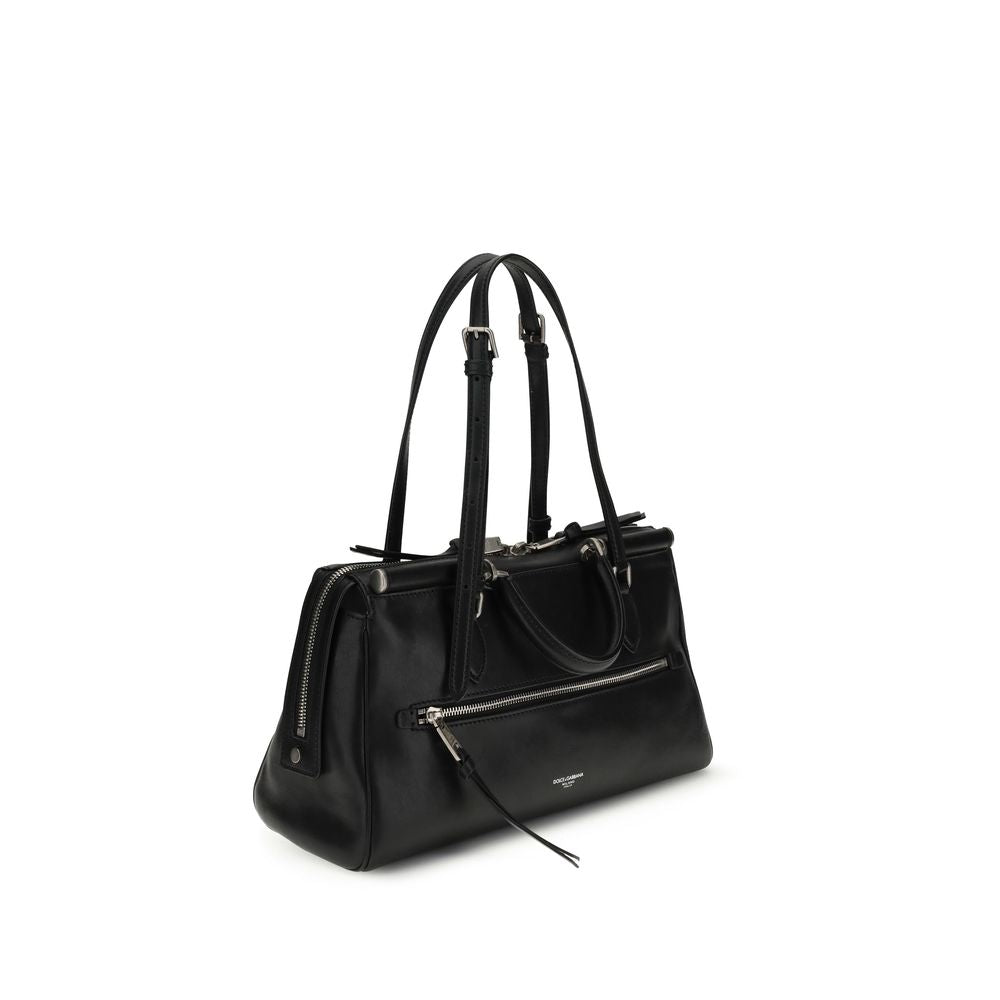 Dolce & Gabbana Black Calf Leather Vittoria Shoulder Bag SS26 Dolce & Gabbana
