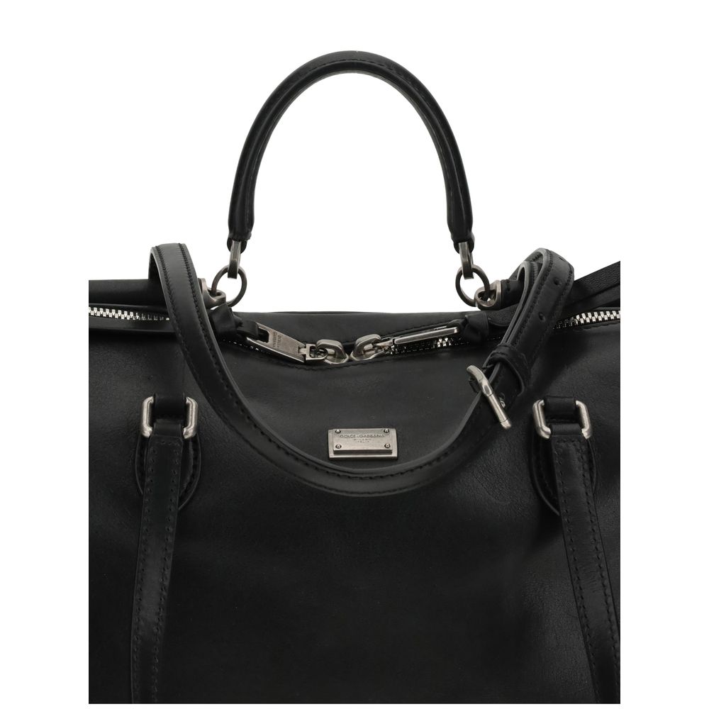 Dolce & Gabbana Black Calf Leather Vittoria Shoulder Bag SS26 Dolce & Gabbana