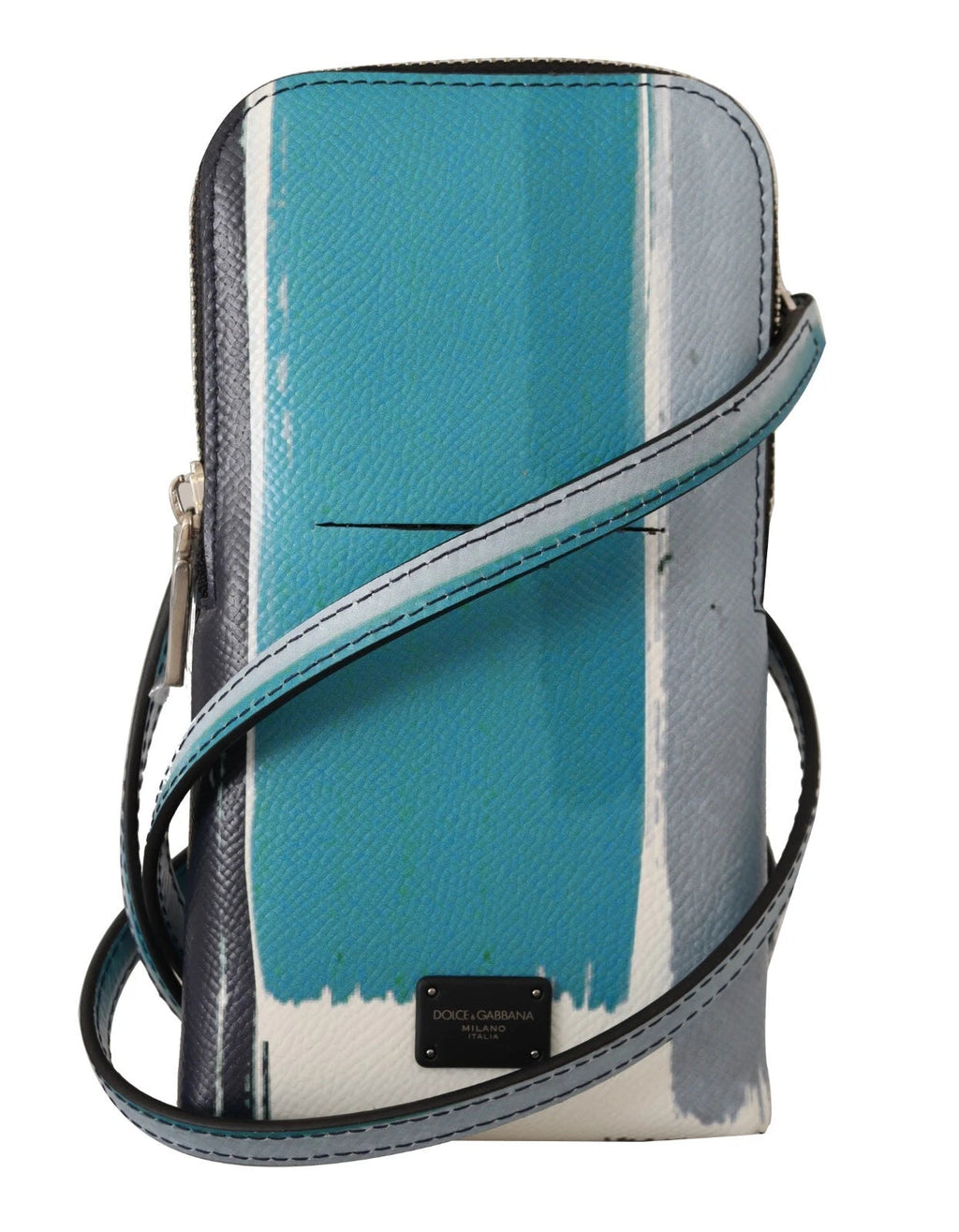 Dolce & Gabbana Blue Leather Phone Pocket with Card Slot & Neck Strap Dolce & Gabbana