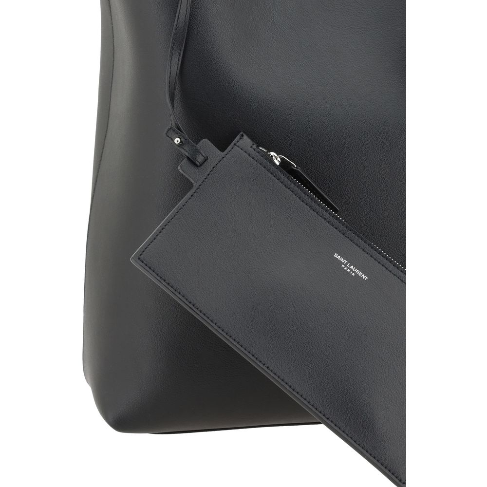 Saint Laurent Black Lambskin Leather Monogram Tote Bag SS26 Saint Laurent