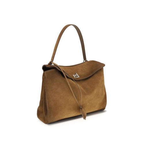 Balenciaga Brown Waxed Suede Calfskin Medium Rodeo Bag SS26 Balenciaga
