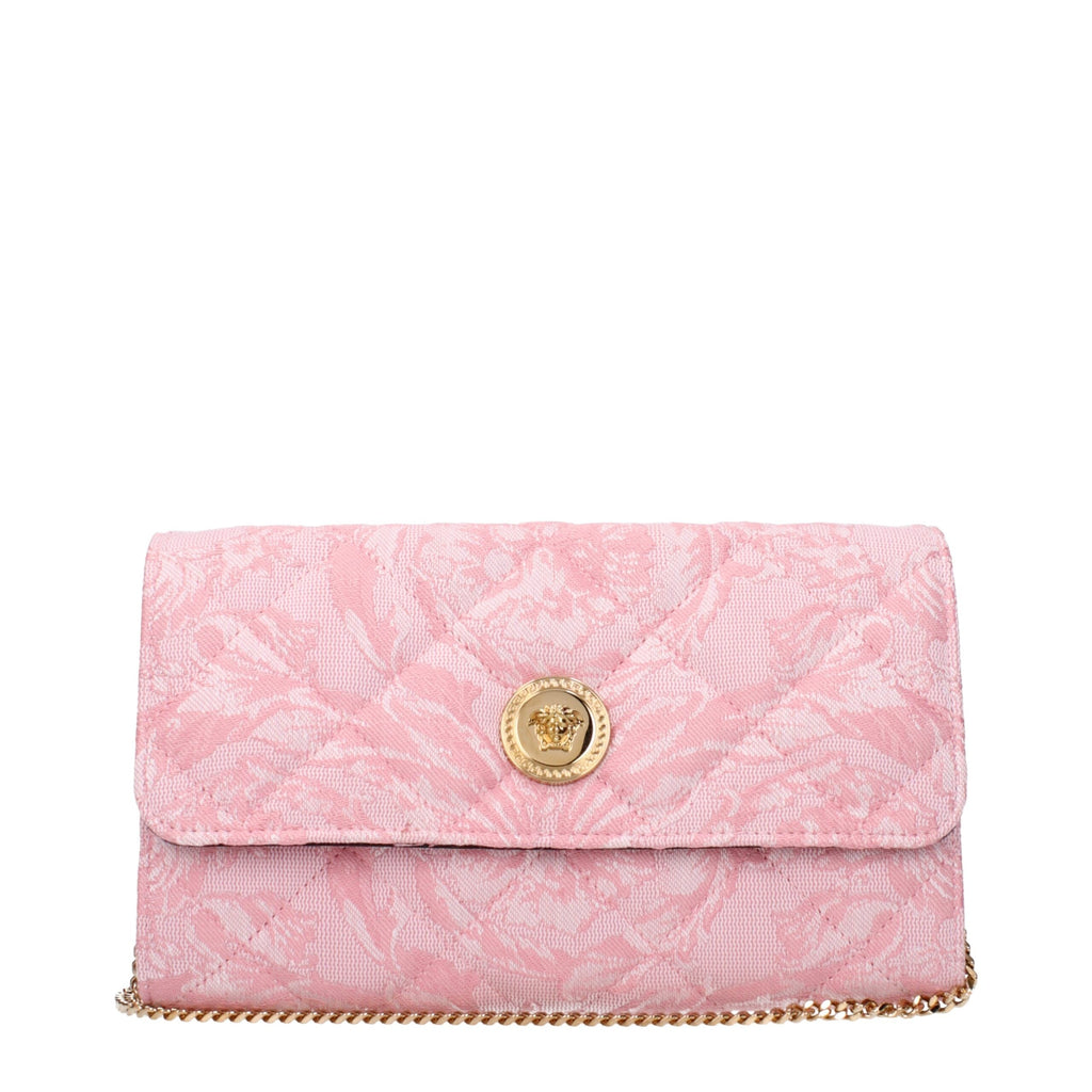 Versace Pink Fabric Clutch Bag with Removable Shoulder Strap Versace