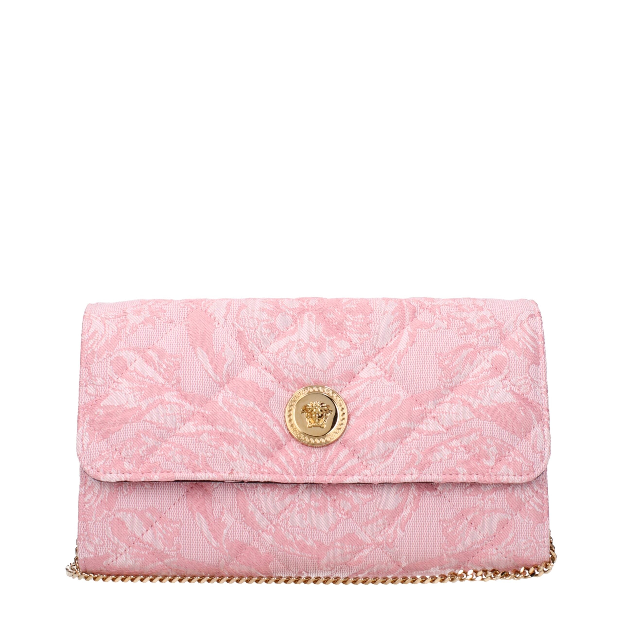 Versace Pink Fabric Clutch Bag with Removable Shoulder Strap Versace