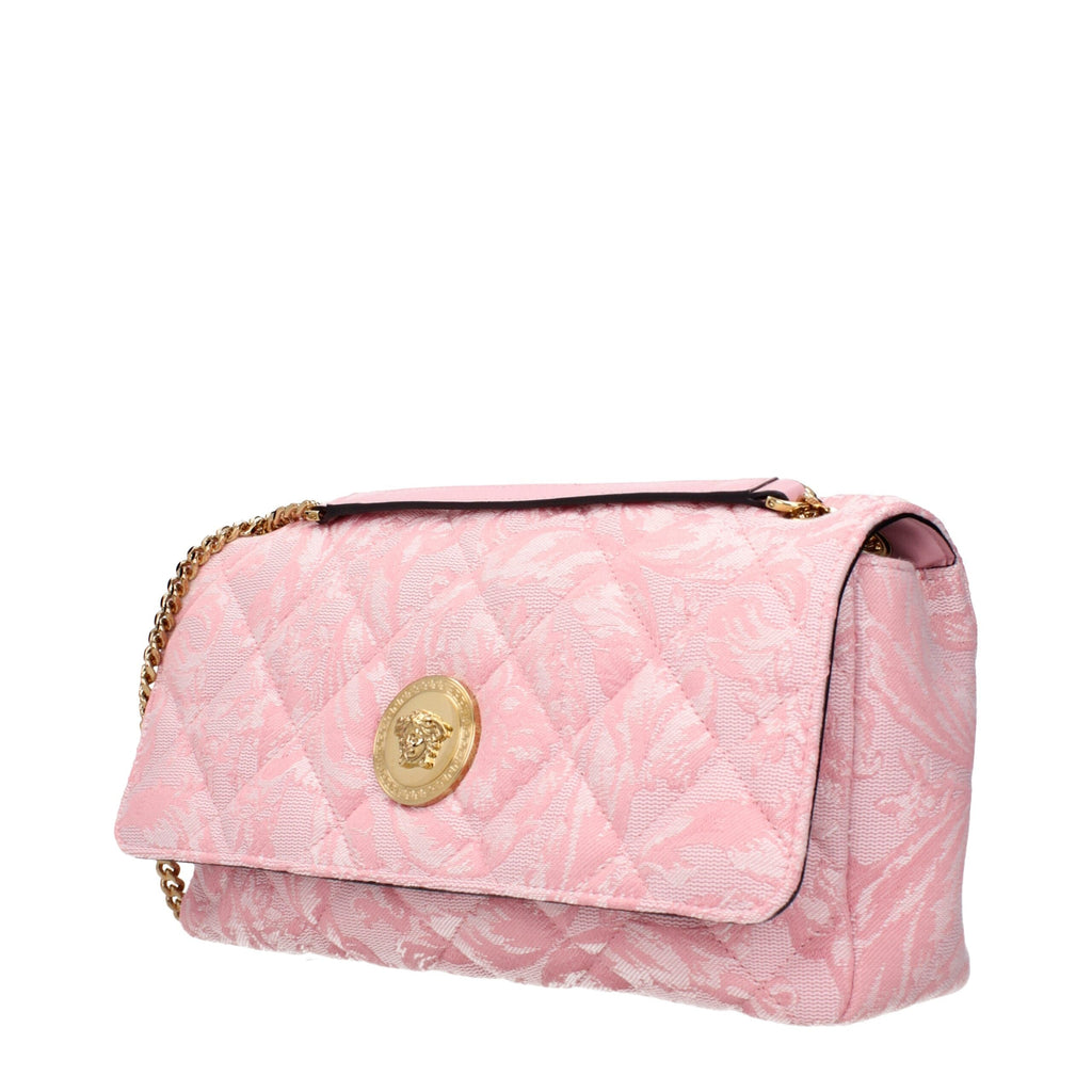 Versace Pink Fabric Shoulder Bag with Front Detail Versace