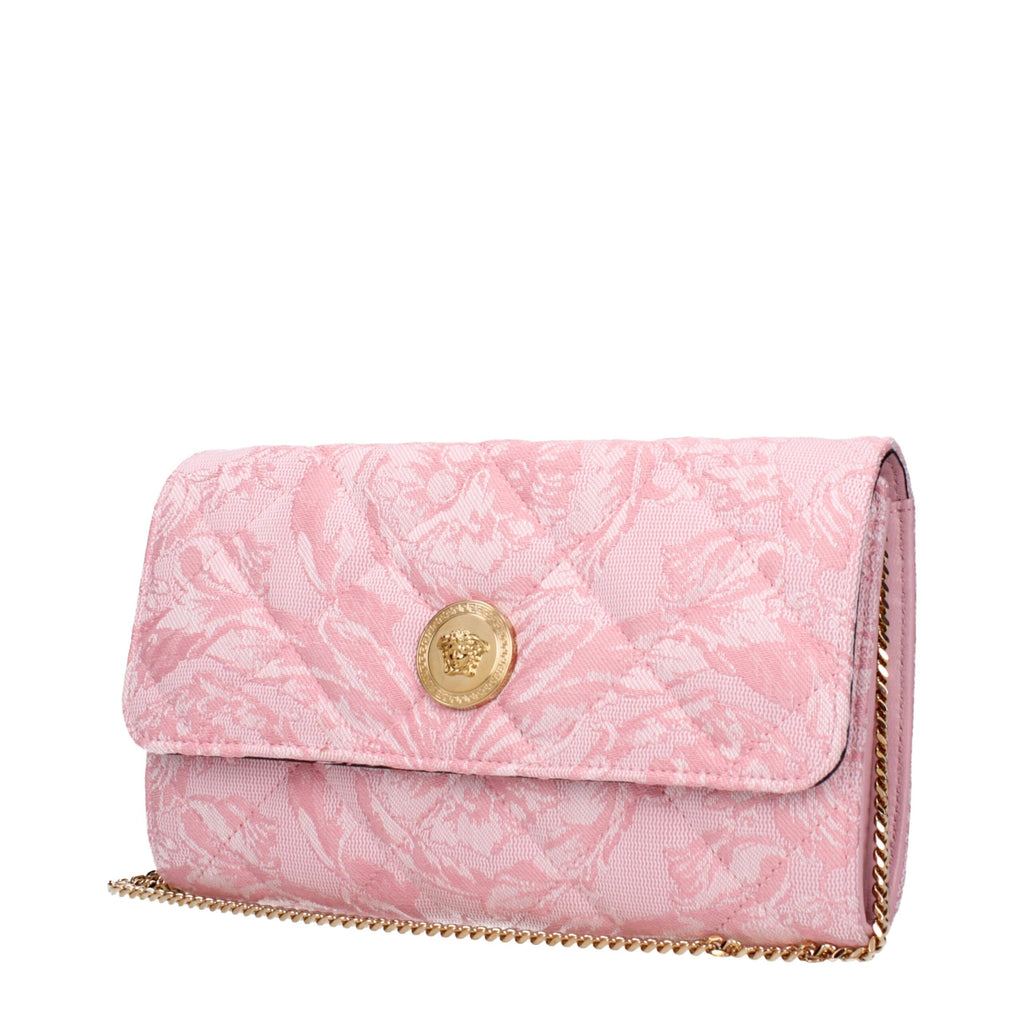 Versace Pink Fabric Clutch Bag with Removable Shoulder Strap Versace
