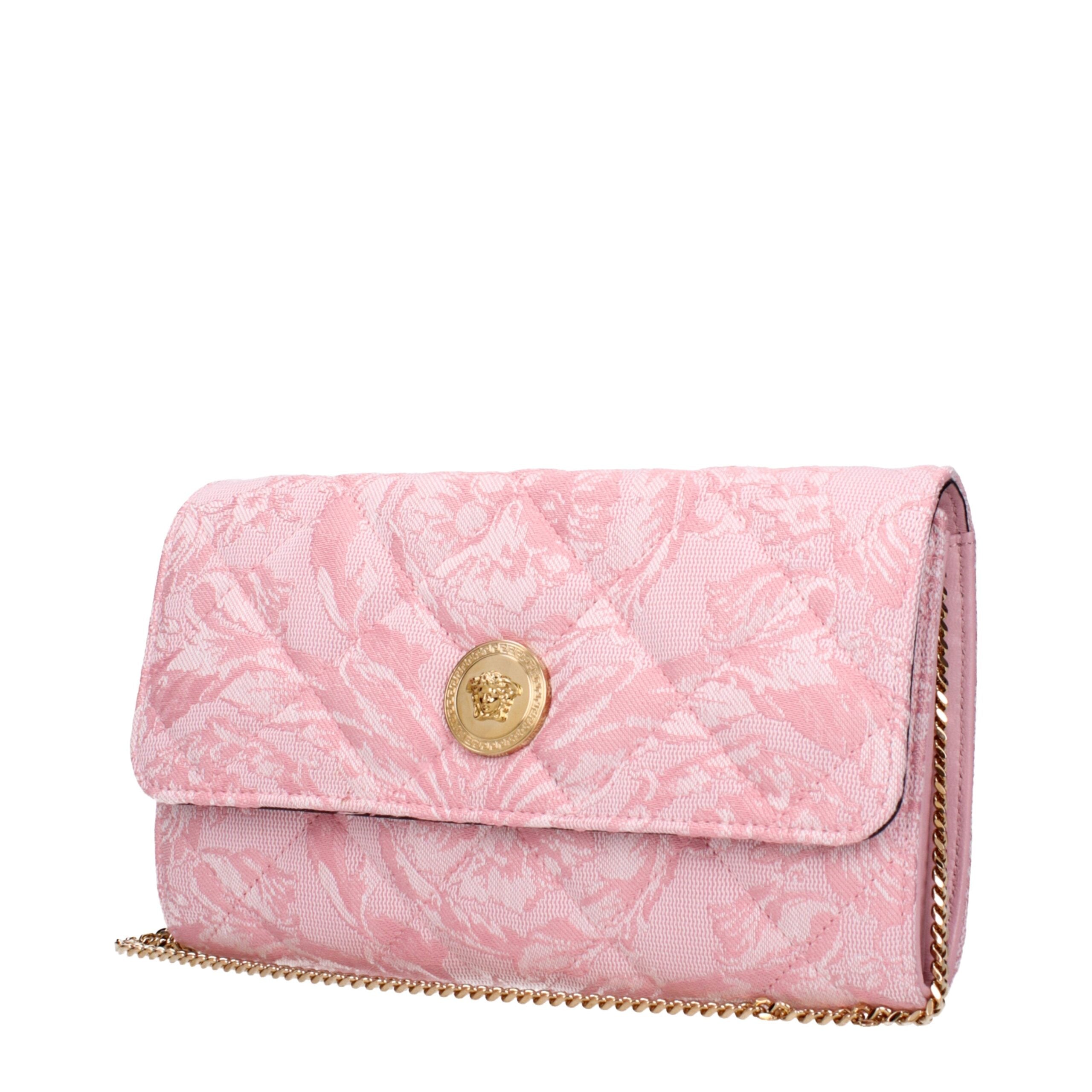 Versace Pink Fabric Clutch Bag with Removable Shoulder Strap Versace
