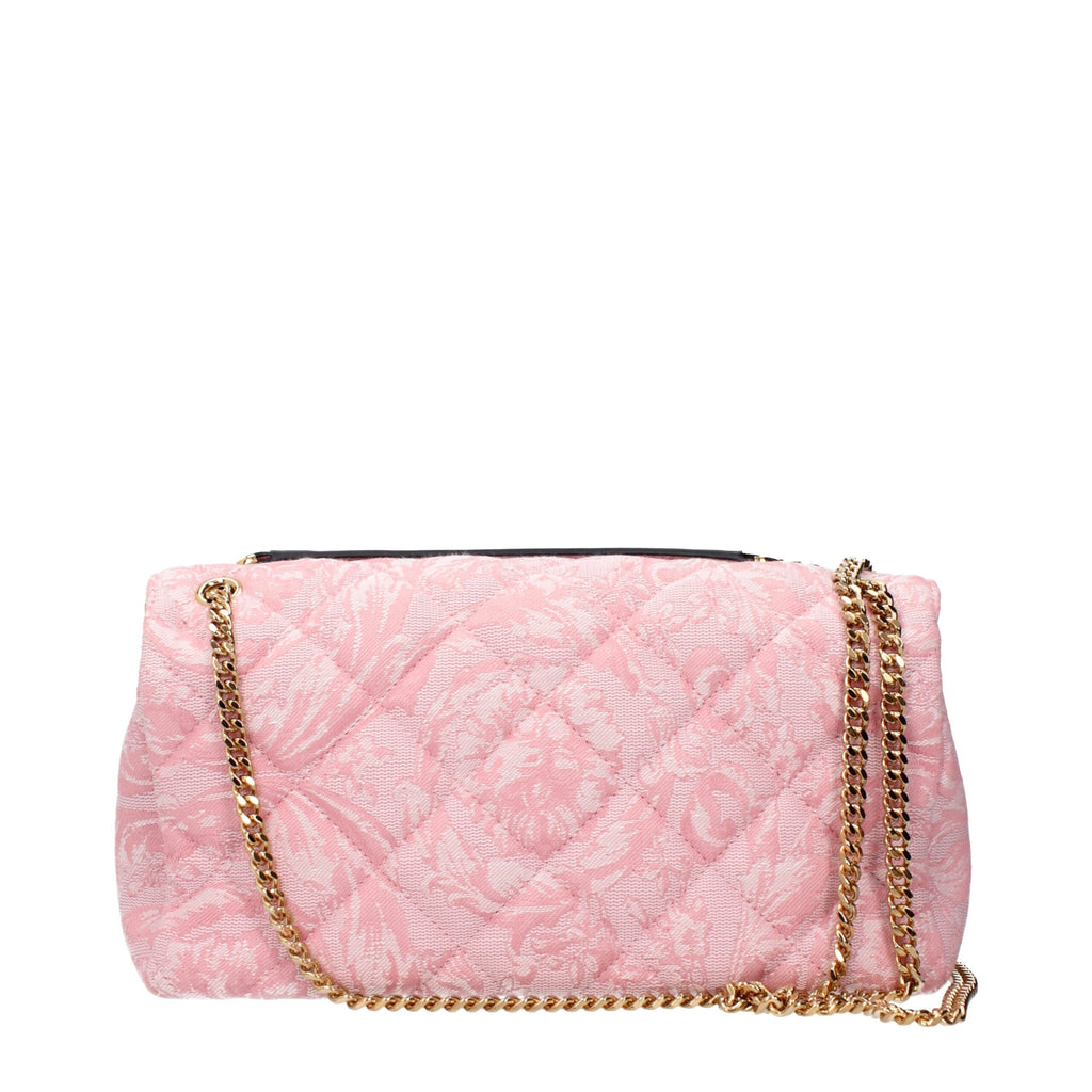Versace Pink Fabric Shoulder Bag with Front Detail Versace