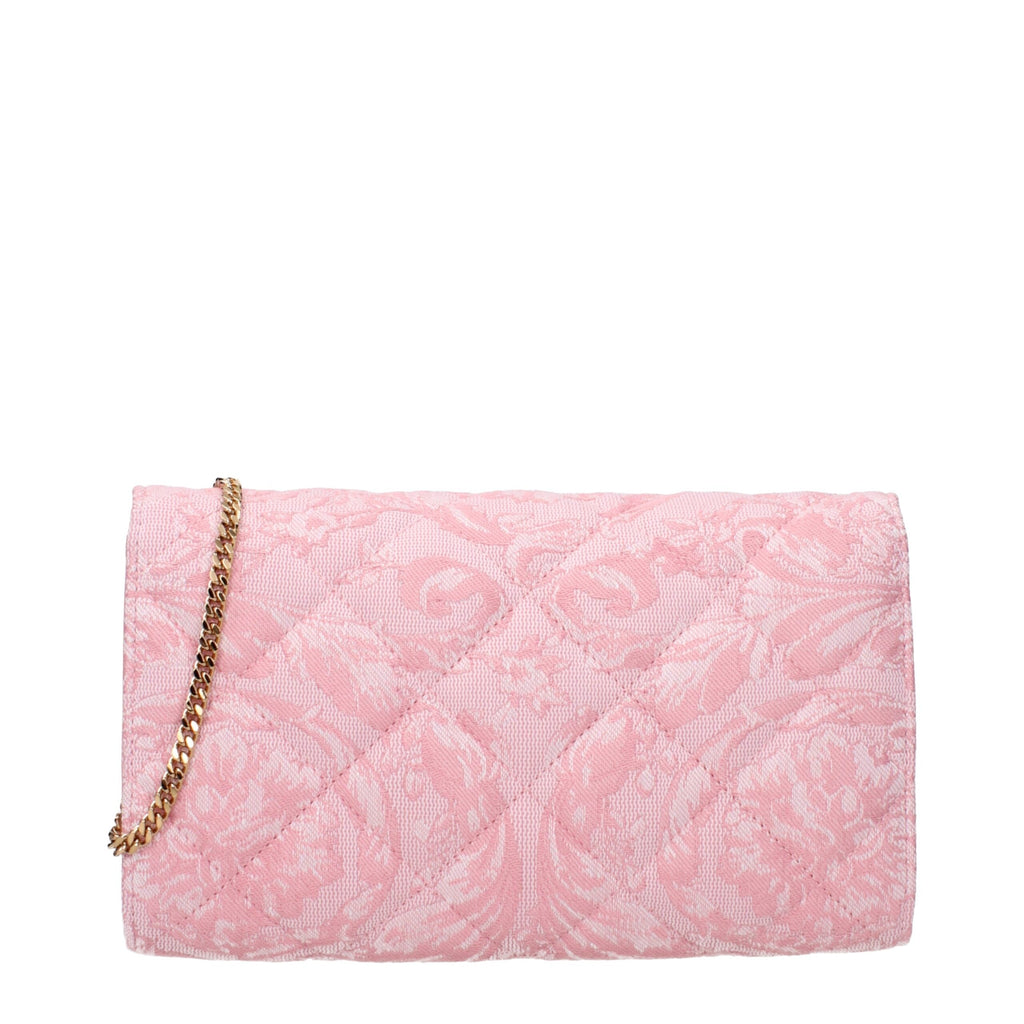 Versace Pink Fabric Clutch Bag with Removable Shoulder Strap Versace