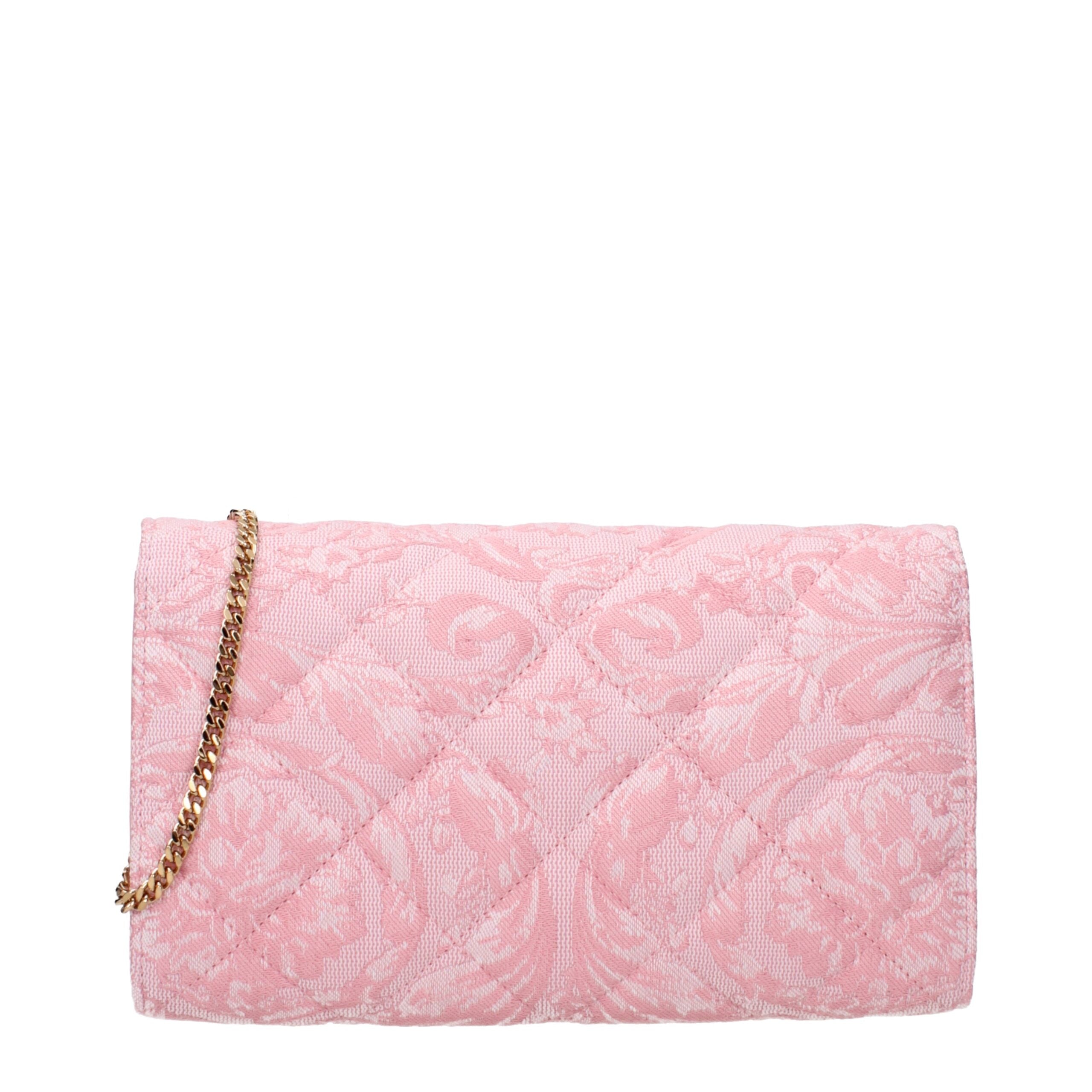 Versace Pink Fabric Clutch Bag with Removable Shoulder Strap Versace