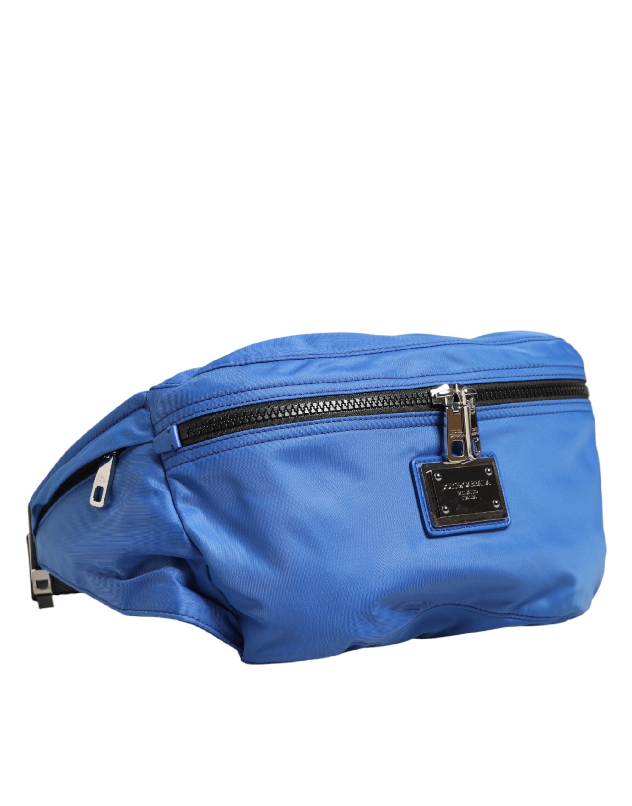 Dolce & Gabbana Blue Nylon Logo Plaque Men's Fanny Pack Dolce & Gabbana