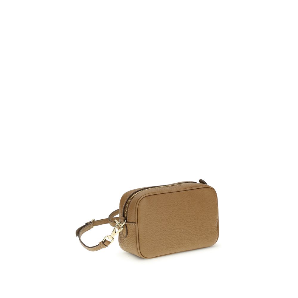 Prada Beige Calf Leather Mini Shoulder Bag with Triangle Logo SS26 Prada