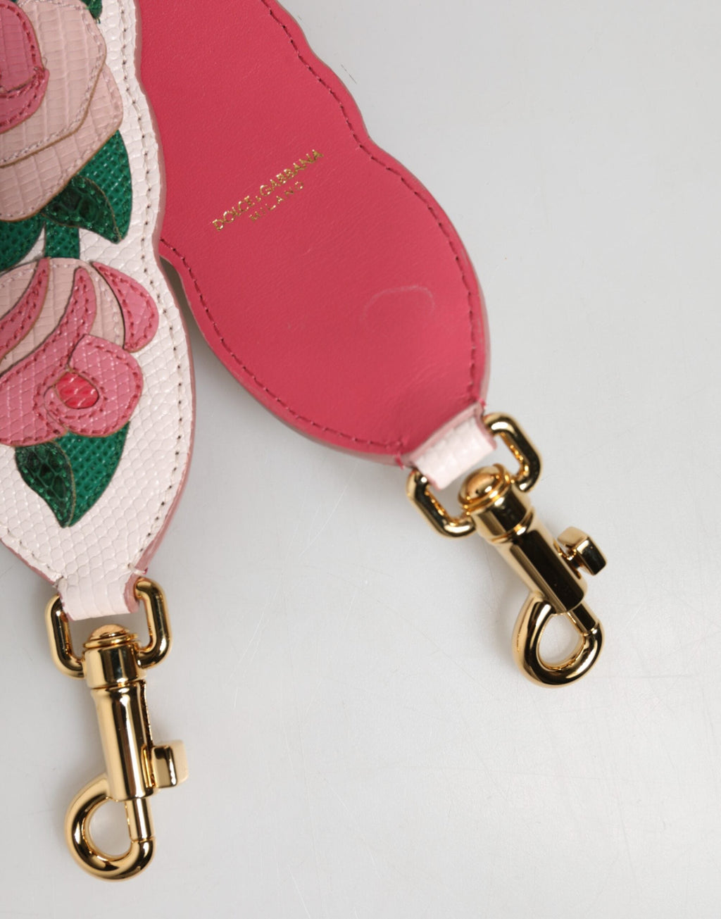 Dolce & Gabbana White Floral Calf Leather Shoulder Strap with Gold Hardware Dolce & Gabbana
