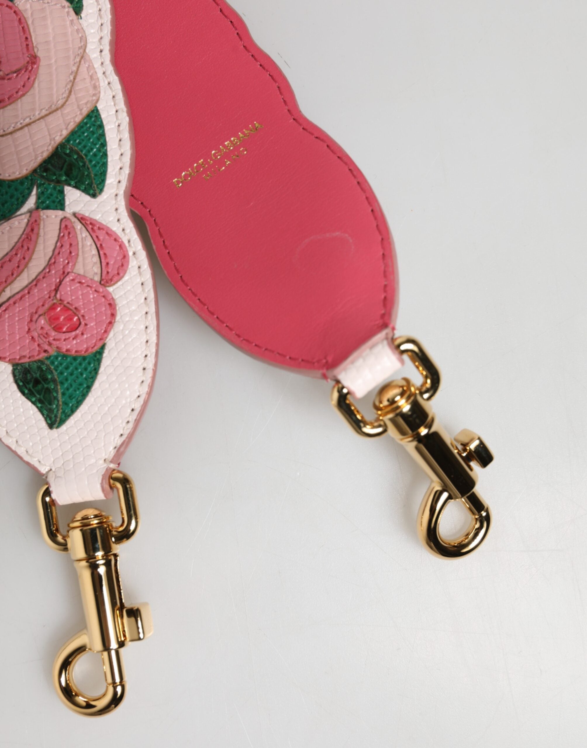 Dolce & Gabbana White Floral Calf Leather Shoulder Strap with Gold Hardware Dolce & Gabbana