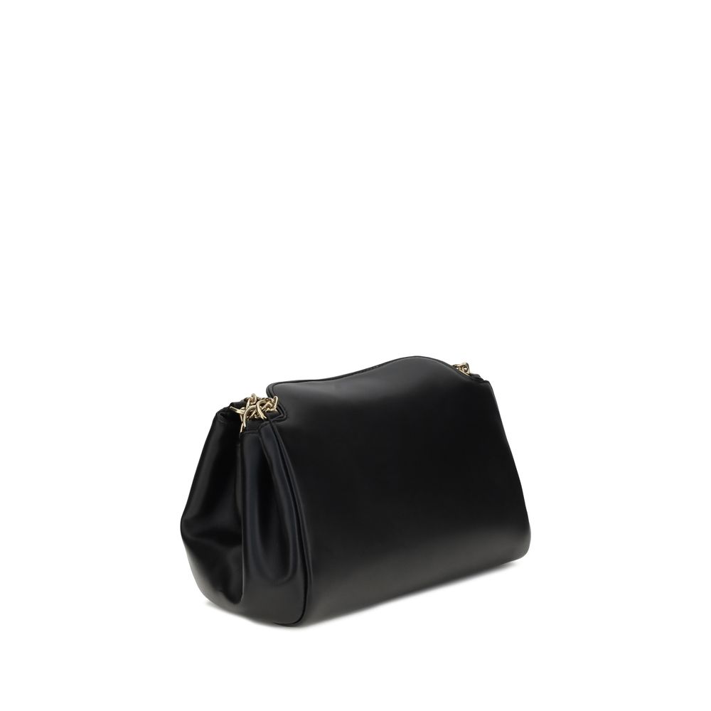 Prada Black Calf Leather Chain Shoulder Bag with Gold Logo SS26 Prada