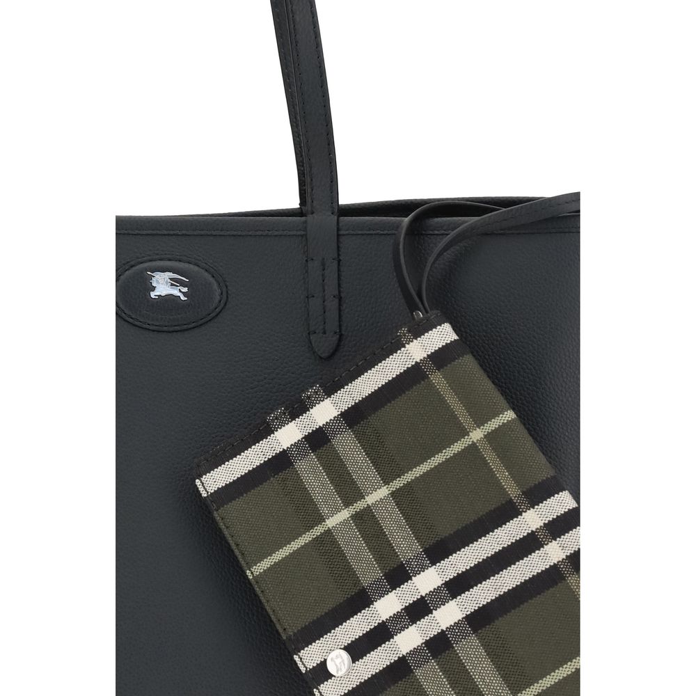 Burberry Black Grained Calfskin Reversible Medium Bloomsbury Tote Bag SS26 Burberry