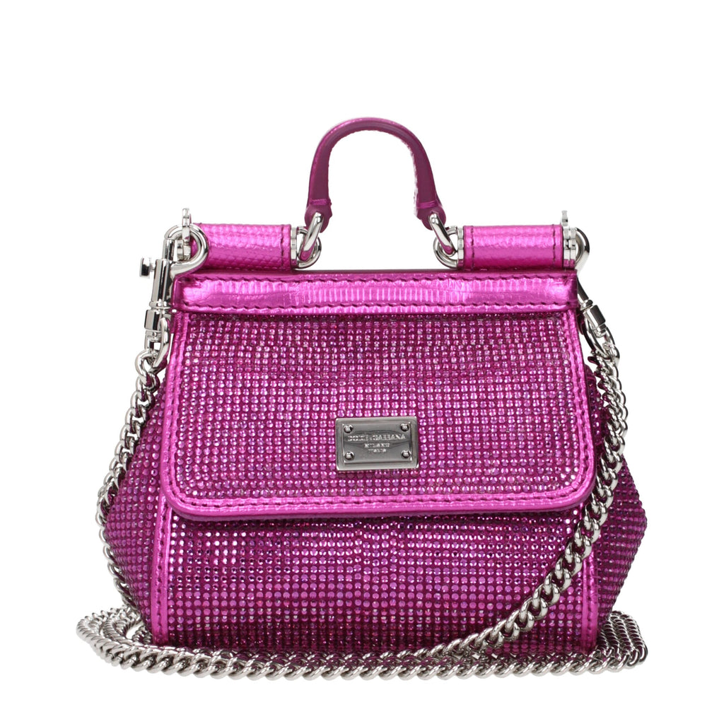 Dolce & Gabbana Fuchsia Satin Rhinestone Handbag with Removable Shoulder Strap Dolce & Gabbana