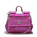 Dolce & Gabbana Fuchsia Satin Rhinestone Handbag with Removable Shoulder Strap Dolce & Gabbana