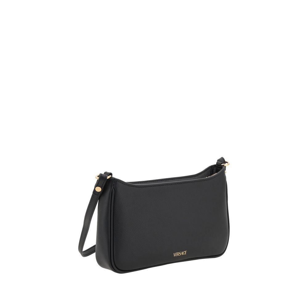 Versace Black Calf Leather Mini Medusa Shoulder Bag SS26 Versace